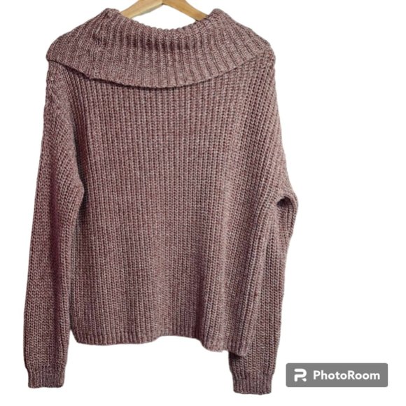 Rag Poets Pullover Knit Sweater Marled Long Sleeve Cowl Neck Cut Out Size Large - Picture 4 of 9